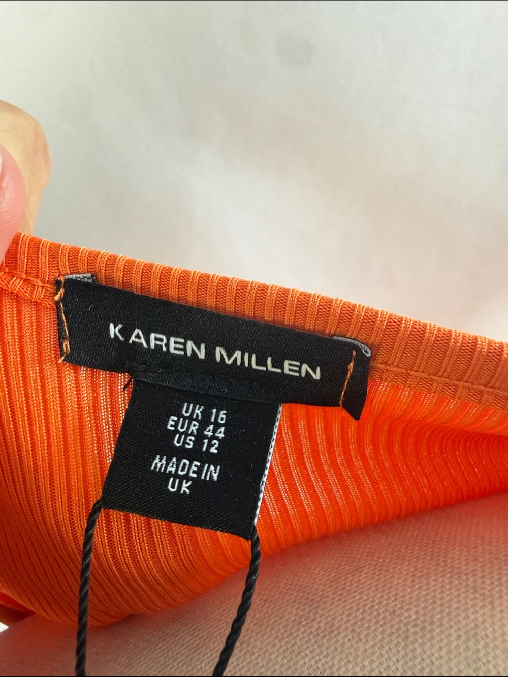KAREN MILLEN NWT ORANGE RIBBED CUT OUT DRESS - Picture 6 of 7